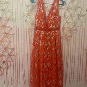 Lace Overlay MIDI Dress